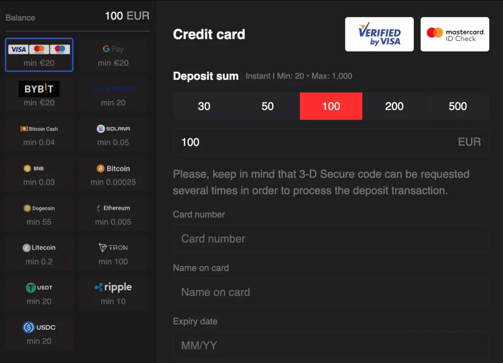 1Red Deposit Methods