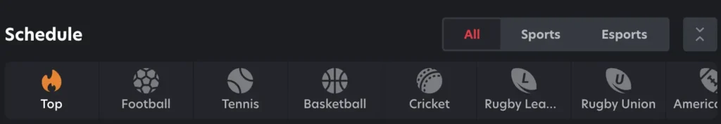 1Red Sport Categories